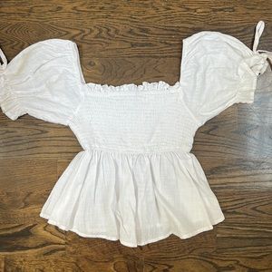 Aiyana Linen Peplum Top Size 4